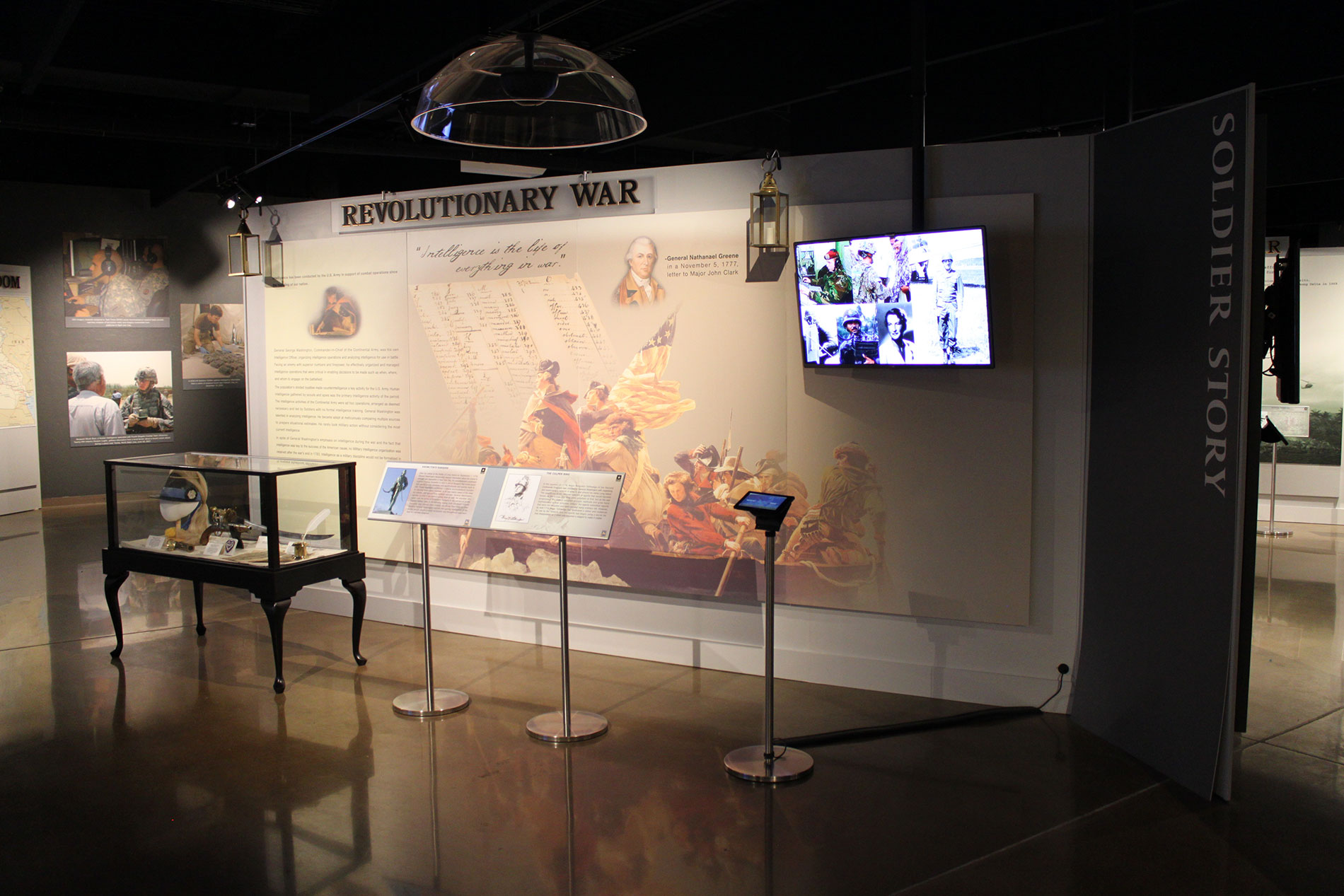 Revolutionary War wall and video display